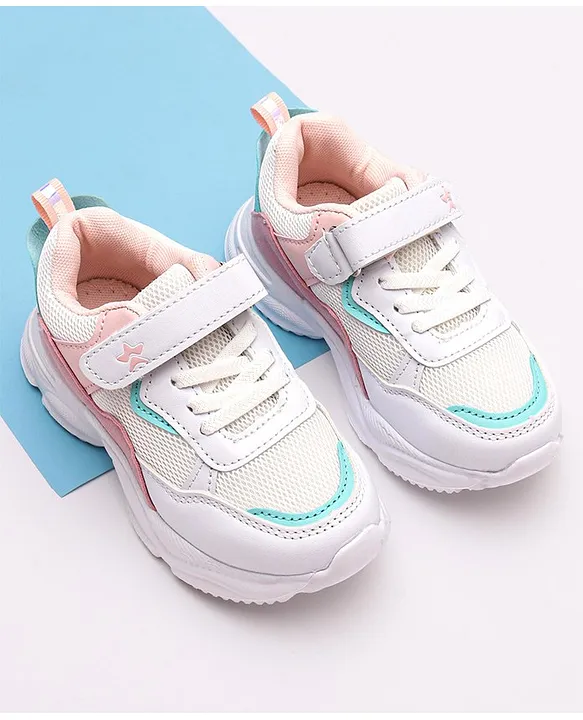 Buy Cute Walk by Babyhug Velcro Closure Sport Shoes White Pink