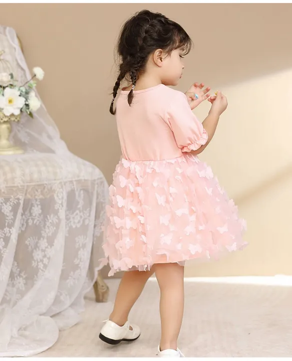 Buy Baby Girls Birthday Dress Infant Ruffled Butterfly Embroidered Special  Occasion Dresses (70/6-12M, Pink) at Amazon.in