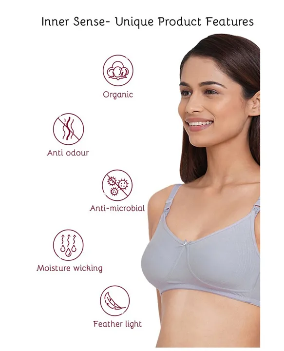 Buy Inner Sense Organic Antimicrobial Padded Non-Wired Feeding Bra - White ( 38B) Online