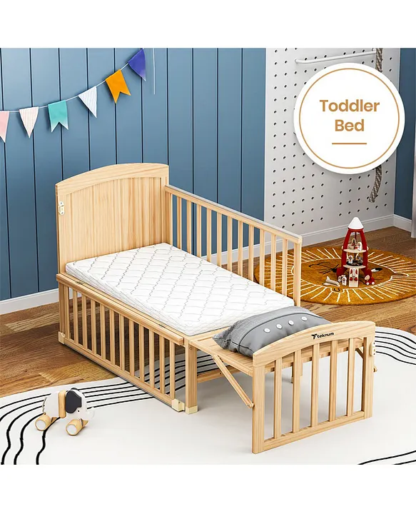 Teknum Convertible 7in1 Crib Natural Wood with Comfy Mattress Height Adjustable Attached Table Online in UAE Buy at Best Price from FirstCry.ae 1a822ae57a438