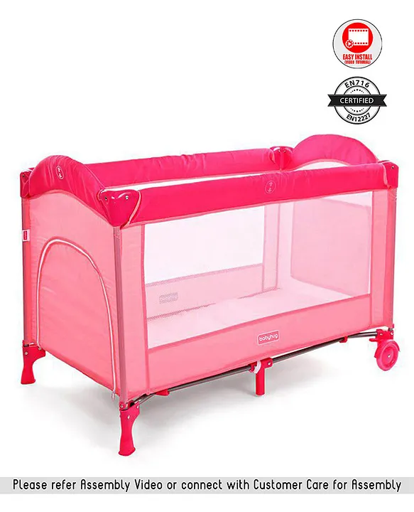 play yard with mosquito net pink