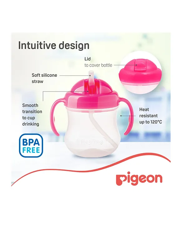 Pigeon 200ml Magmag BPA Free Leak Proof Straw Plastic Cup Pink