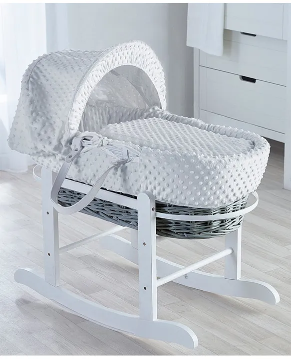 Kinder Valley Dimple Grey Wicker Moses Basket with White Rocking Stand White Online in UAE Buy at Best Price from FirstCry.ae 245cfae7ff582