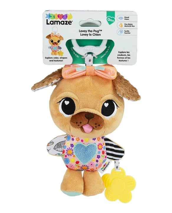 Lamaze Lovey the Pug Pram Toy 0m Sensory Development Textured Fabrics Clipon Car Seat and Stroller Accessory Online in UAE Buy at Best Price from FirstCry.ae 347feae9320a4