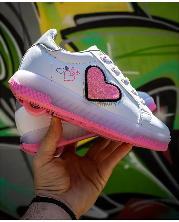 Buy Breezy Rollers Glitter Heart LED Shoes With Wheels White for Girls 9 10Years Online Shop at FirstCry.ae 3bf5eae6e4835
