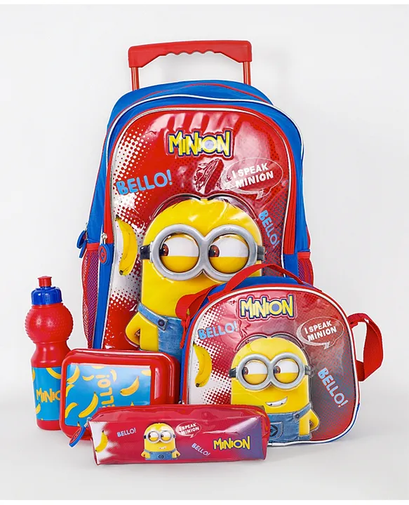 Despicable Me Minions 5 Piece Backpack Lunch Bag Water Bottle