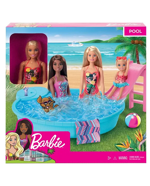 Barbie Pool Playset Multicolour with Slide Accessories Fun Summer Party Toy for Kids Imaginative Play Ages 3 Years Online Oman Buy Dolls and Dollhouses for 3 10Years at FirstCry.om 45b2faef275c5