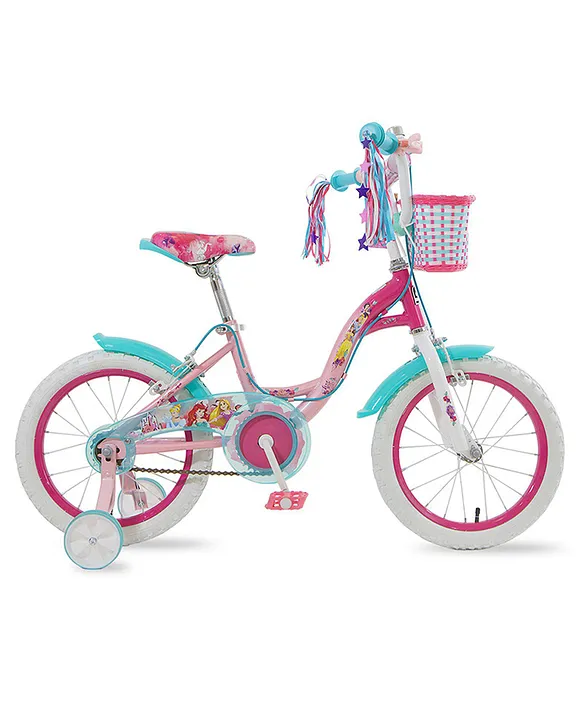 Spartan Disney Princess Kids Bike 16 Pink Blue Ergonomic Frame Adjustable Caliper Brakes Training Wheels Bell Basket included Online in UAE Buy at Best Price from FirstCry.ae 45cccae278a07