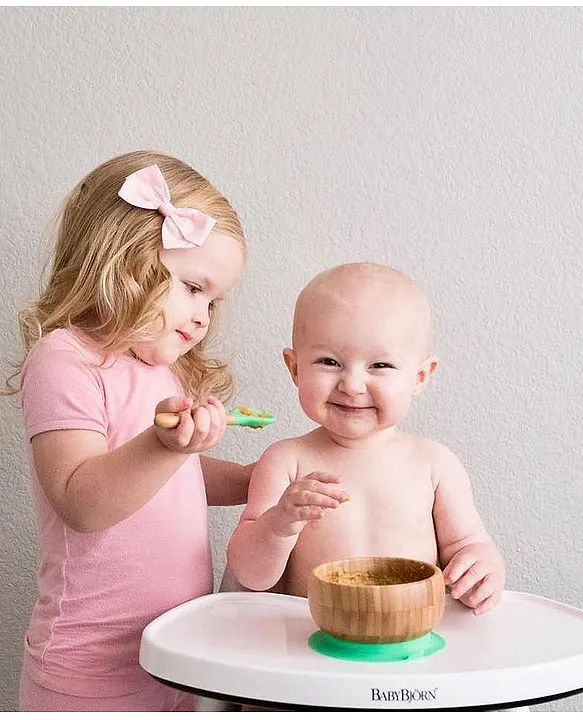 Avanchy Bamboo Suction Baby Bowl + Spoon - Green