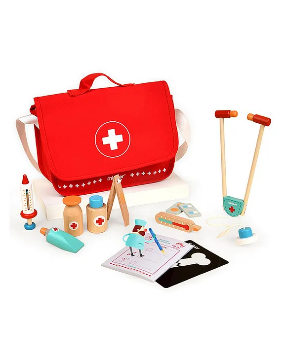 Mideer My First Medical Kit Playset Wooden Doctor Tools for Kids Roleplaying Fun Ages 3