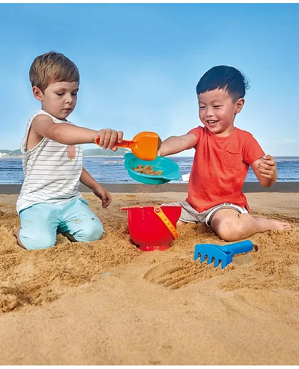 Hape Beach Basics Sand Toy Set Safe NonToxic Finish ChildFriendly Includes Bucket Sifter Rake Shovel for Toddlers 18M Online Oman Buy Outdoor Play Equipment for 18Months 6Years at FirstCry.om 65fe2ae8...