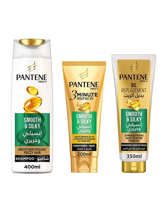 Pantene ProV Smooth and Silky Shampoo +3 Minute Miracle Conditioner+ Oil  replacement Pack of 3 Online in Oman, Buy at Best Price from  -  6648bae0d27a8
