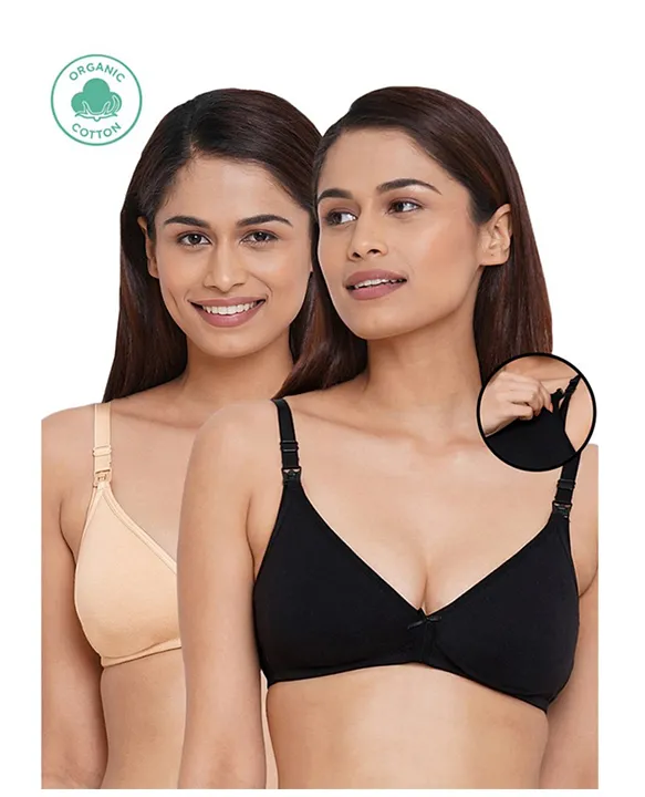 Buy Inner Sense Organic Antimicrobial Padded Nonwired Feeding Bra - Pack Of  3 -Off White Online