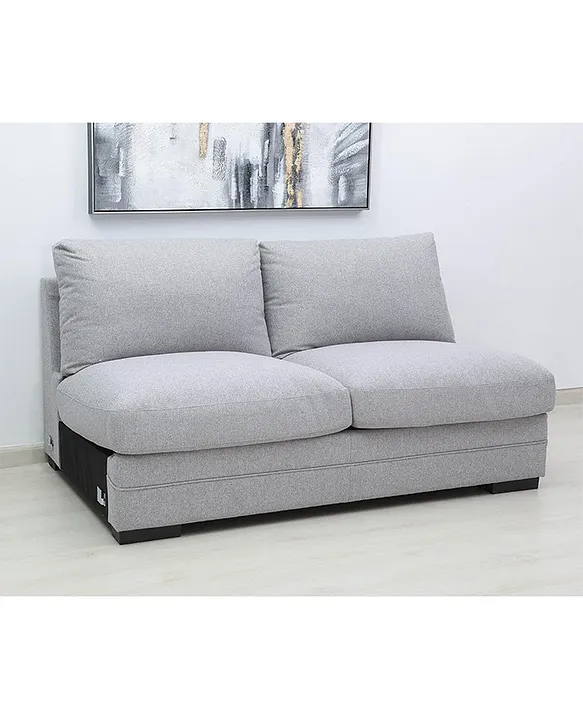 PAN Home Weltex Fabric ArmLess 2 Seater Sofa Plush Cushioned Light Upholstery Couch