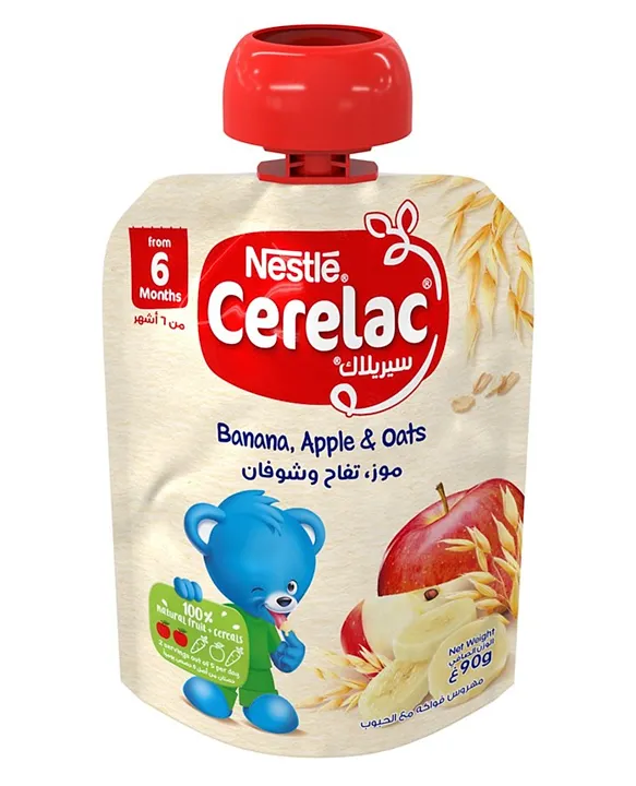 Nestle CERELAC - Banana, Apple & Oats Puree Pouch 90g