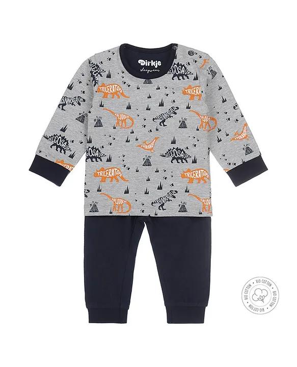 Dirkje Baby Bio Cotton Pyjama Set Grey Melee Online in Bahrain