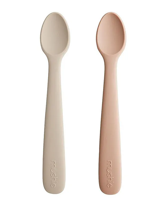 Baby Silicone Feeding Spoons (Blush/Shifting Sand) 2-Pack – Mushie