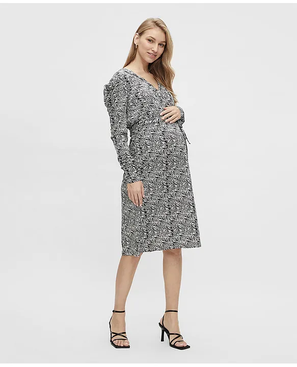 Mamalicious Maternity v neck midi dress in animal print