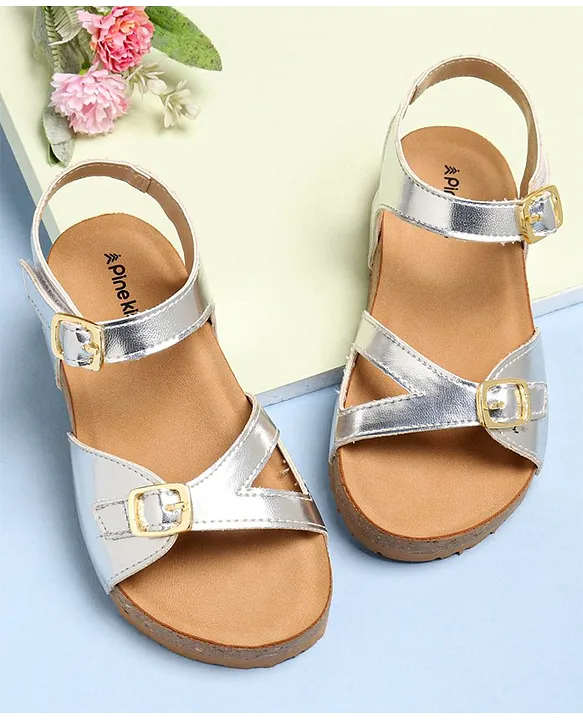 Girls best sale silver sandals