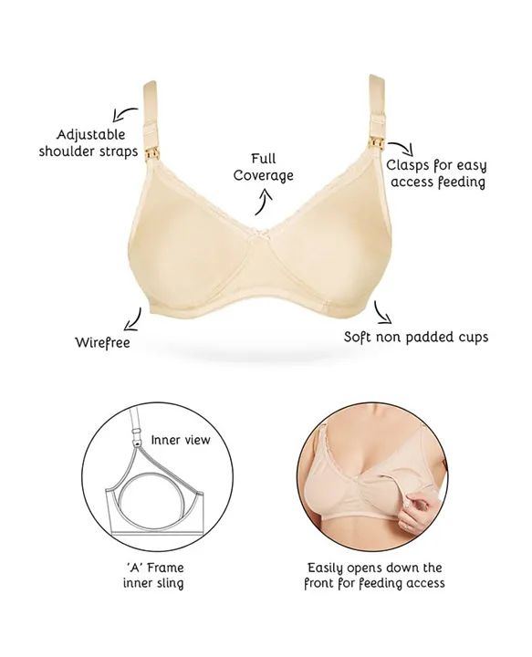 Inner Sense Organic Antimicrobial Laced Soft Nursing Bra Skin