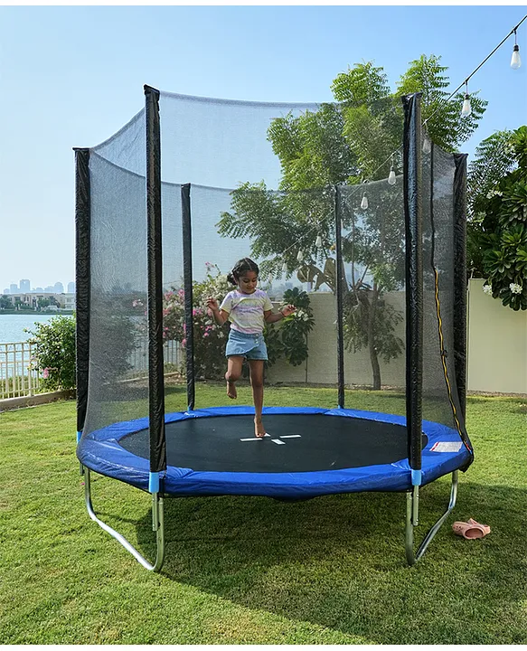 Domijump 14ft Round Trampoline with Enclosure Safety Net Outdoor Fun for Kids Adults Durable PVC PE Covers Online UAE Buy Outdoor Play Equipment for 5 10Years at FirstCry.ae 9bf18ae2fb425