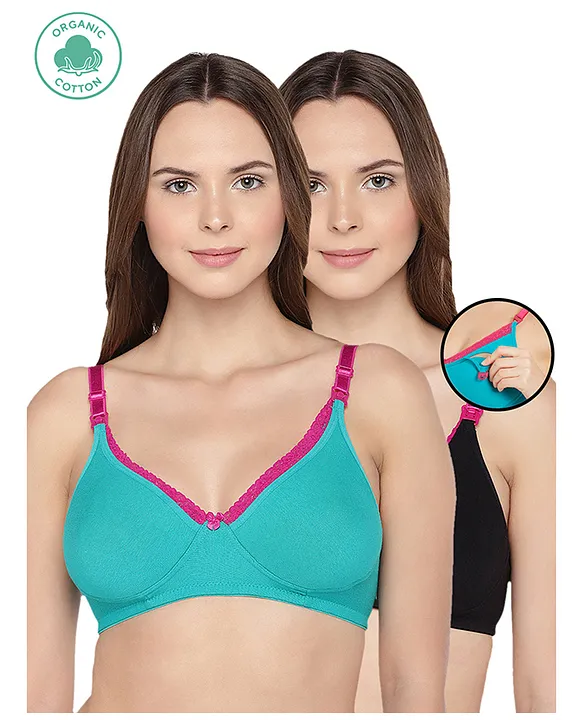 Buy Inner Sense Organic Cotton Antimicrobial Nursing Bra Pack of 3 -  Multi-Color online