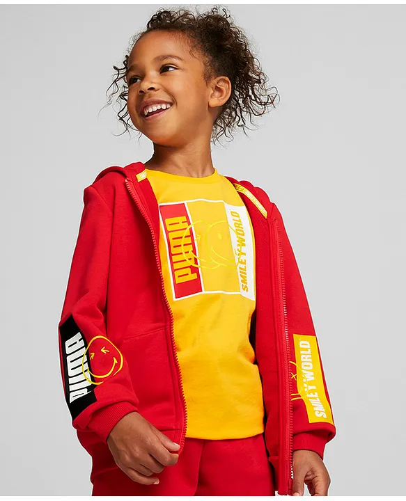 Buy Puma Smiley World Full Zip Hoodie Red for Boys 3 4Years