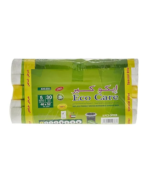 Eco Care - White Garbage Bag Roll - 30 Bags - 5 Gallon