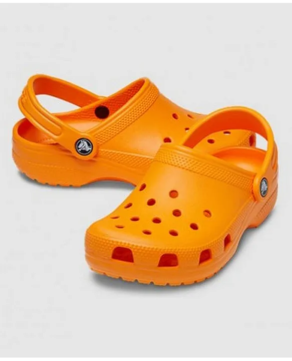 Orange crocs shop with fur