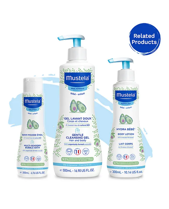  Mustela Baby Gentle Shampoo with Natural Avocado - Hair Care  for Kids of all Ages & Hair Types - Tear-Free & Biodegradable Formula -  6.76 fl. oz. - 2-Pack : Baby