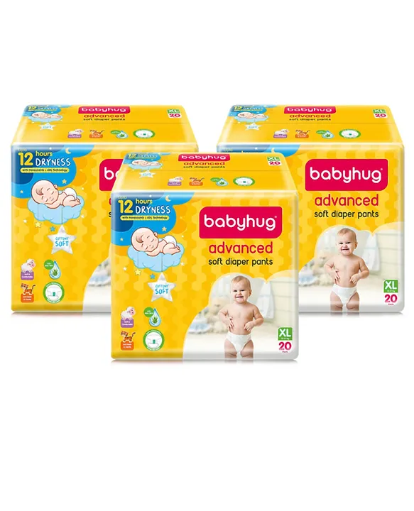 Buy Babyhug Advanced Pant Style Diapers New Born - 64 Pieces & 2 Packs Of  Babyhug Premium Baby Lemon Wipes - 72 Pieces Online at Low Prices in India  - Amazon.in