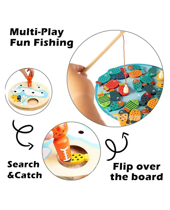 Brain Giggles Magnetic Wooden Fishing Game Toy for Toddlers