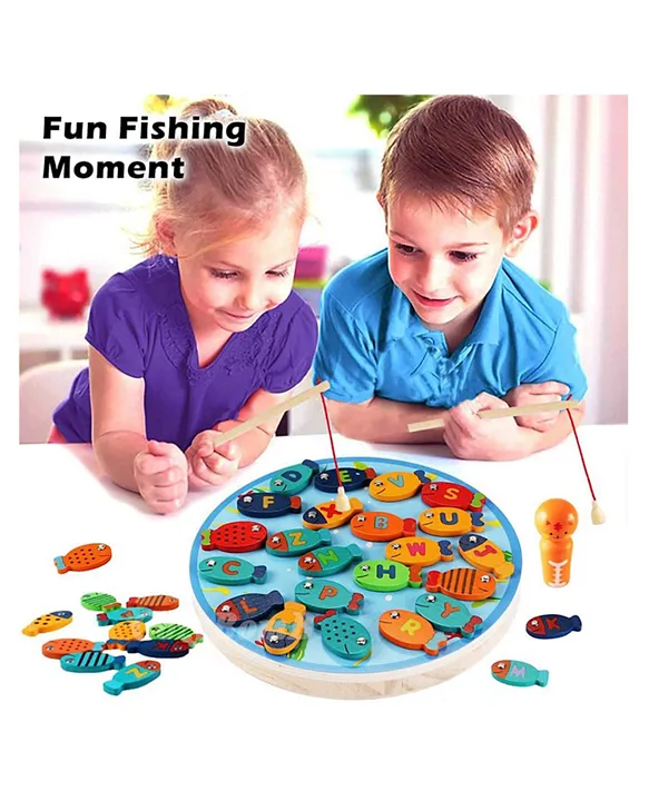 Brain Giggles Magnetic Wooden Fishing Game Toy for Toddlers