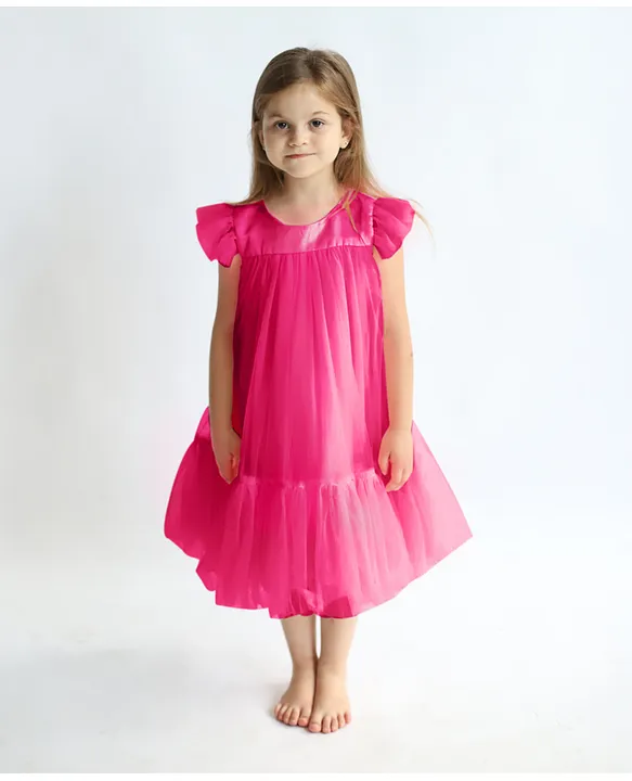 Buy DDaniela Pleated Party Dress Dark Pink for Girls 4 5Years