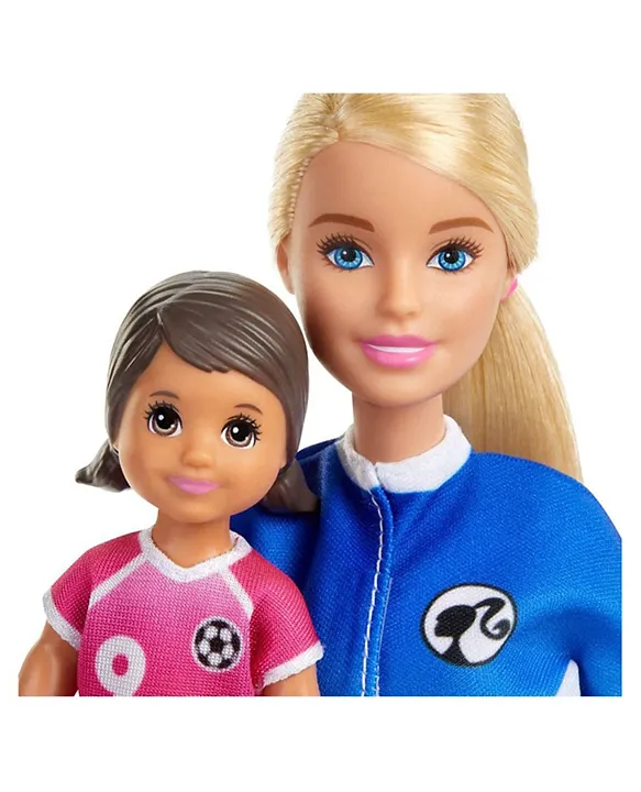 Student Doll and Accessories Barbie Soccer Coach Playset with Brunette Soccer Coach Doll 