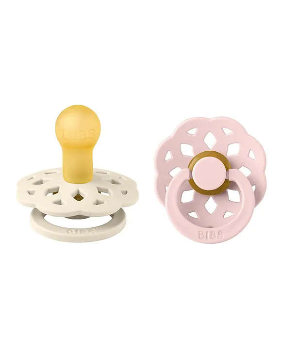 Bibs Pacifier Boheme Latex 2 Pk Ivory/Blossom Size 1- 0-6m