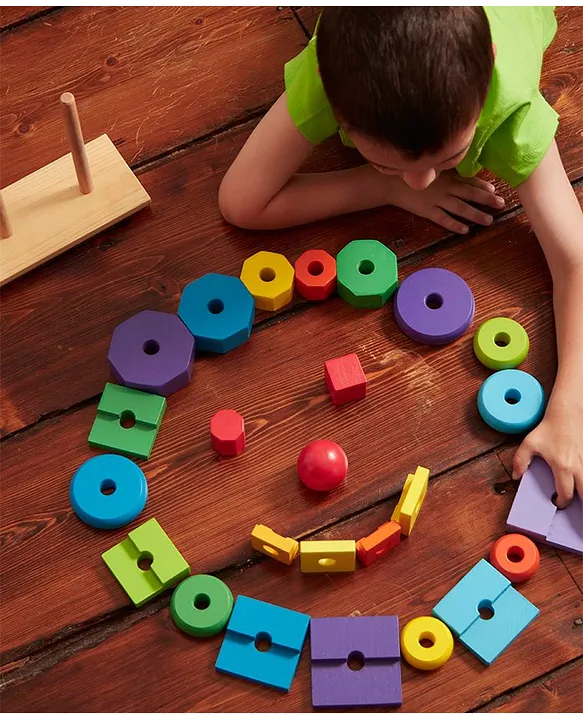 Melissa Doug Geometric Stacker Toddler Toy Colorful Wooden Shape Sorting 25 Pieces SkillBuilding 2 Years Online Oman Buy Building Construction Toys for 2 4Years at FirstCry.om eb936ae043714