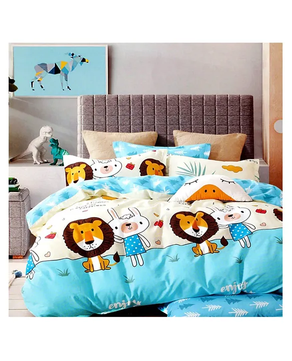 Brain Giggles 100% Cotton Lion Cartoon Printed Double Bed sheet and Pillow  Case Blue Online in UAE, Buy at Best Price from  - fbdb7ae89f765
