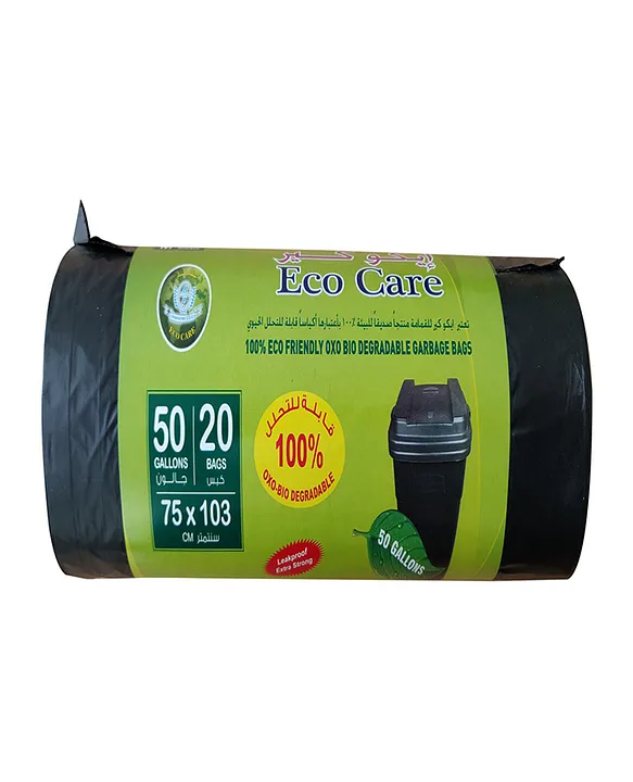 Eco Care - Black Garbage Bag Roll - 20 Bags - 50 Gallon