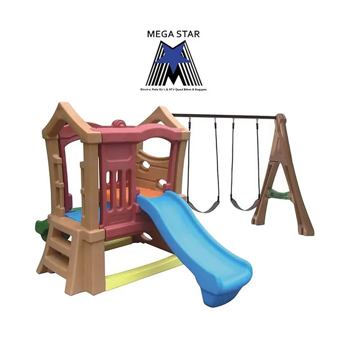 garden playhouse with slide and swing