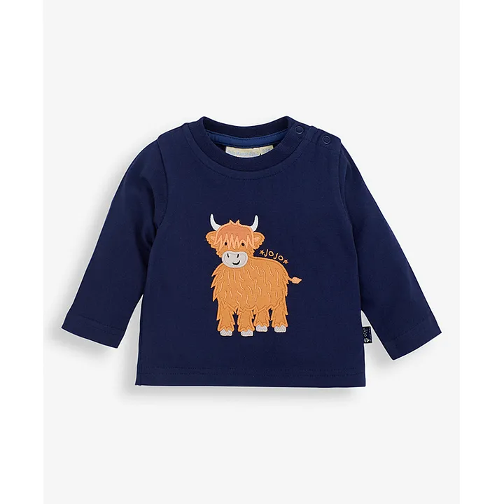 Buy Jojo Maman Bebe Highland Cow Baby Tshirt Navy For Girls 0 3months Online In Uae Shop At Firstcry Ae 44f6bae77d4c8