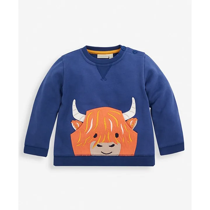 Buy Jojo Maman Bebe Highland Cow Sweatshirt Indigo For Boys 2 3years Online In Oman Shop At Firstcry Om 615fdaef1e0c1