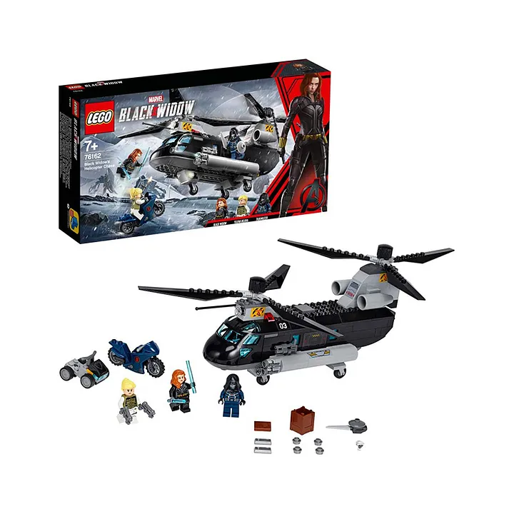 lego super heroes black widow's helicopter chase building set marvel movies  adventures 76162 black  271 pieces