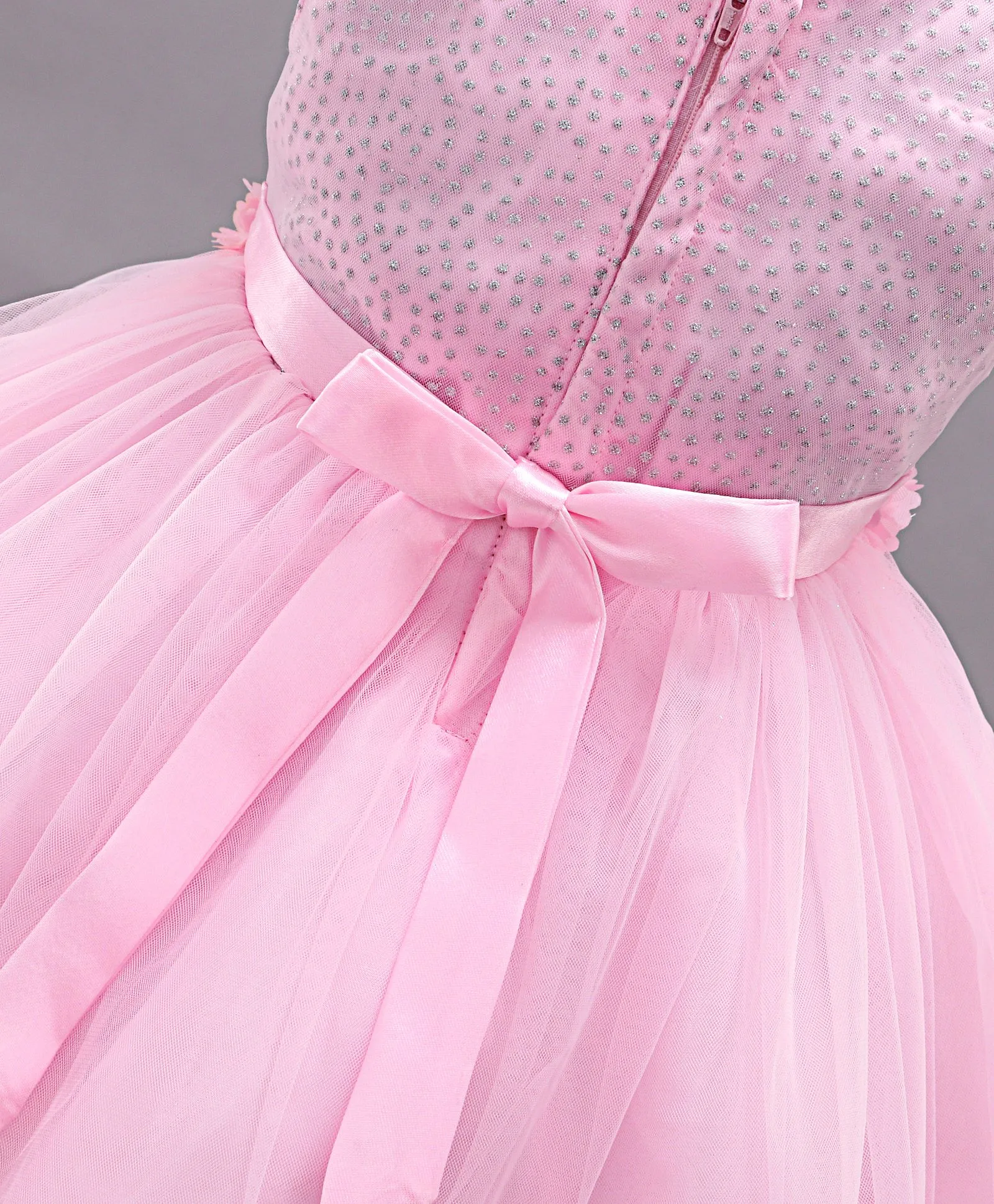 Babyhug Sleeveless Party Frock Foil Print with Corsage - Pink Online in ...