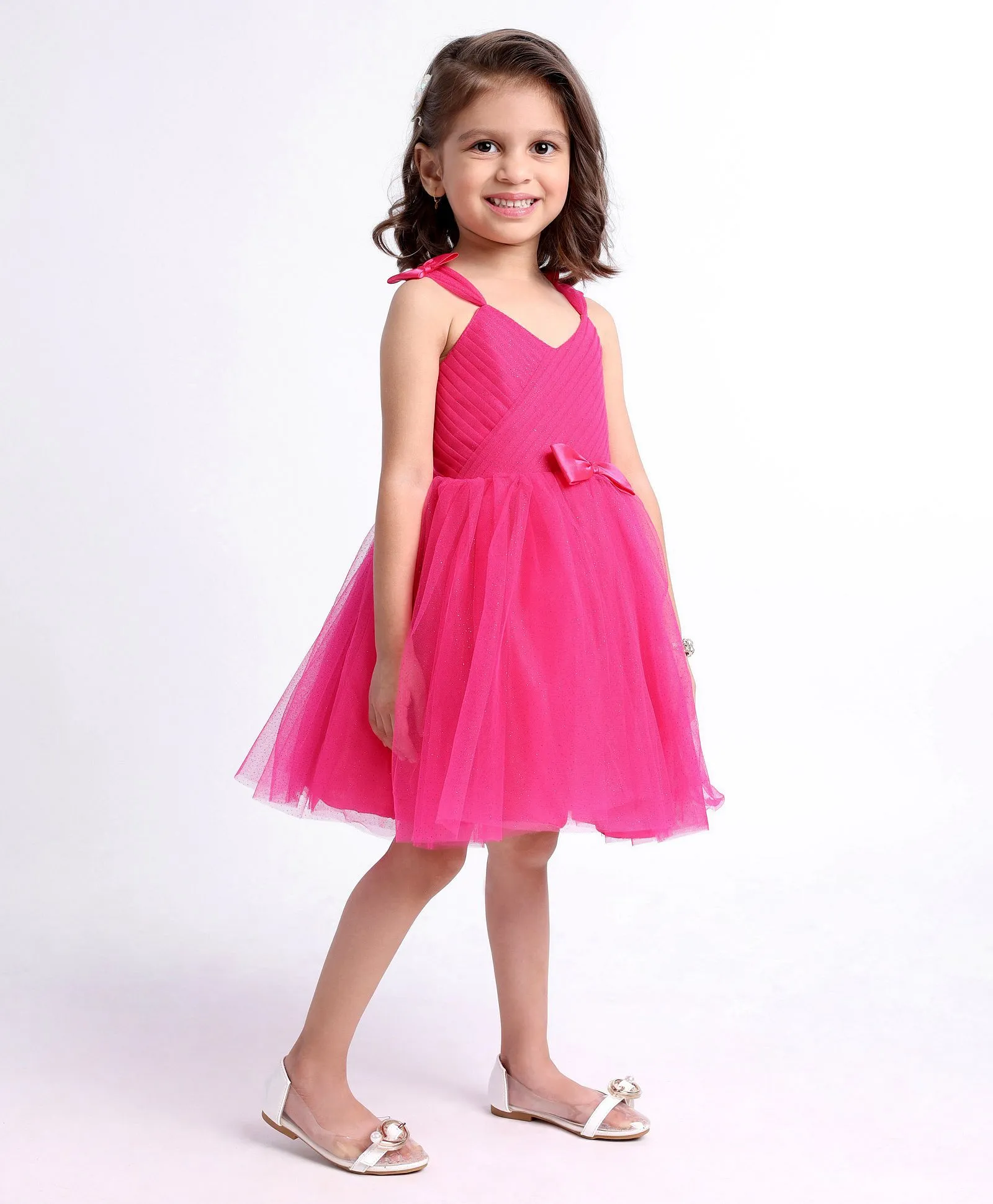 Babyhug Sleeveless Party Wear Frock Foil Print - Hot Pink Online In Uae 