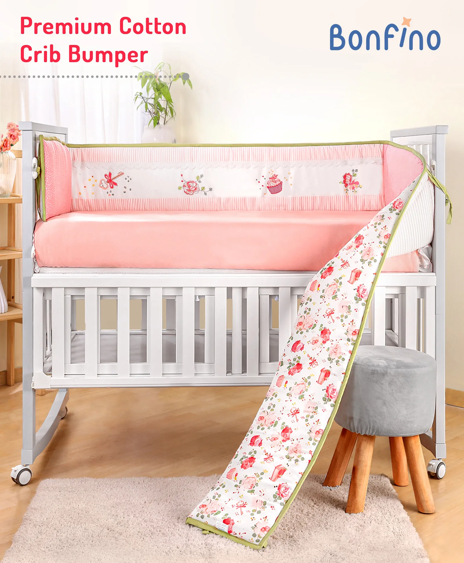 Pink crib bumper hotsell