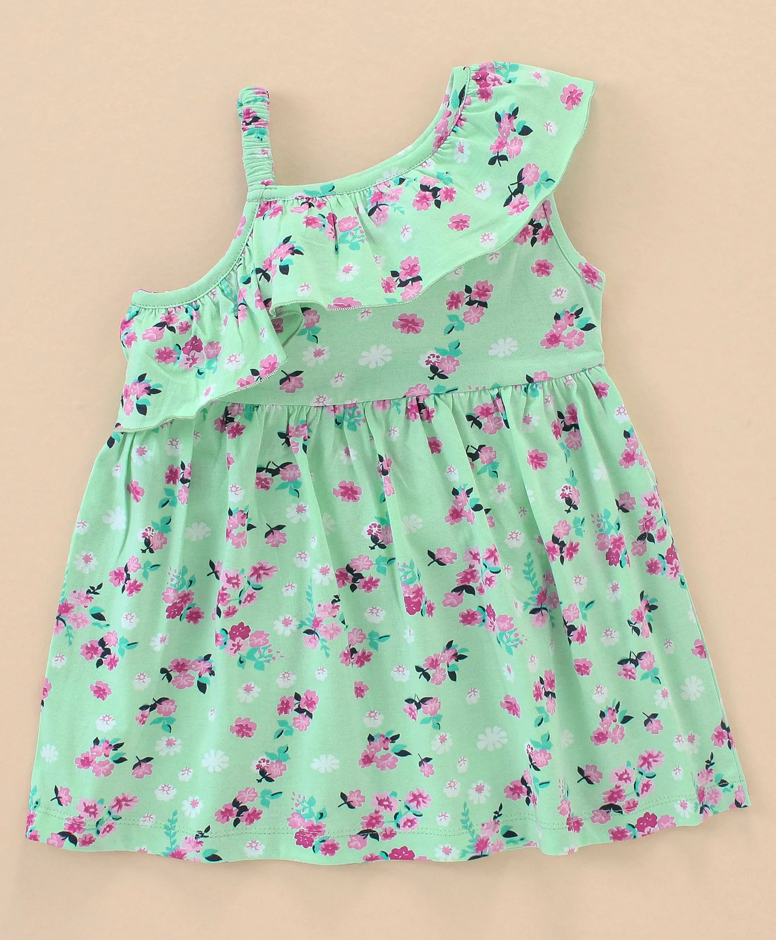 Buy Babyhug 100% Cotton Sleeveless Floral Print Frock - Mint for Girls ...