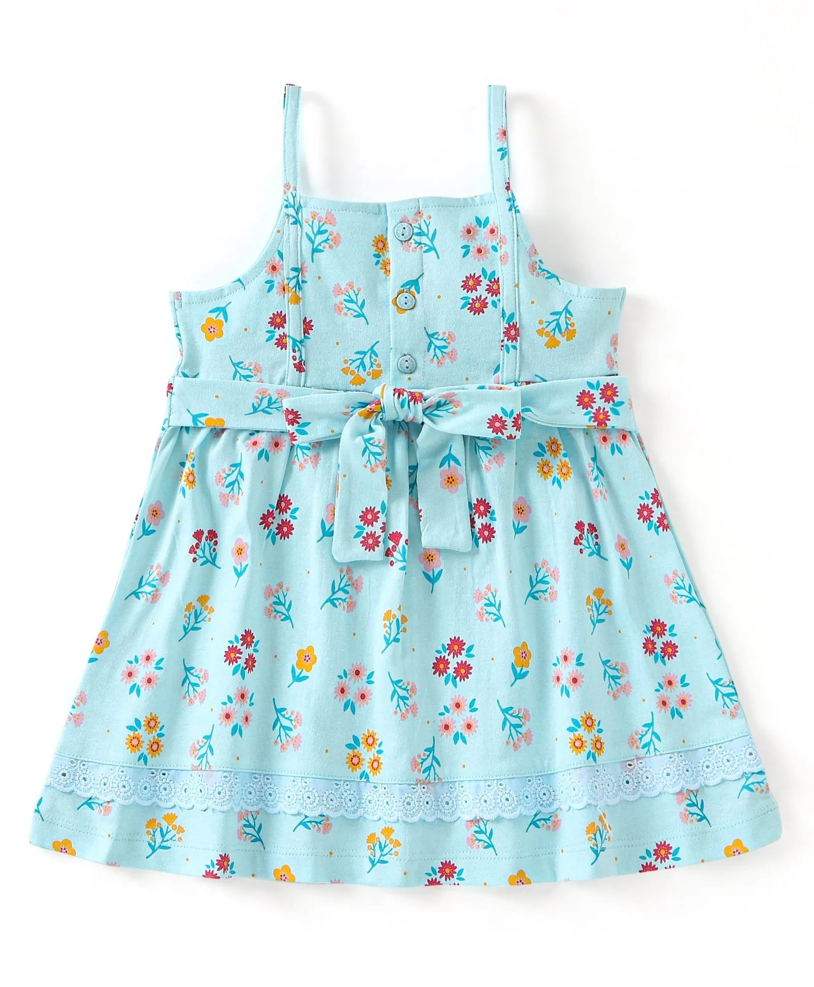Buy Babyhug 100% Cotton Sleeveless Floral Print Frock - Light Mint for ...