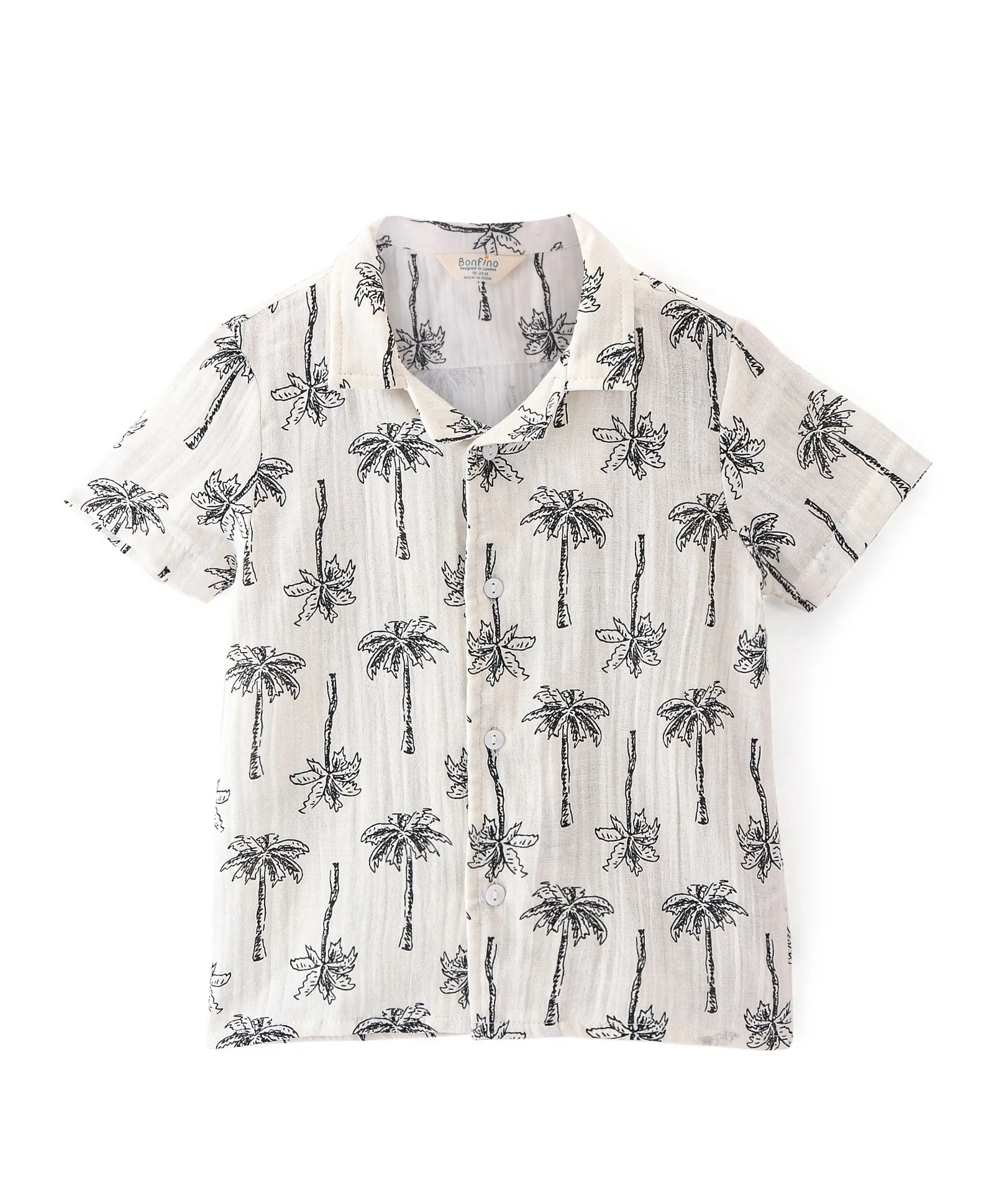 Bonfino 100% Cotton Woven Half Sleeves Shirt & Shorts Set Palm Tree ...