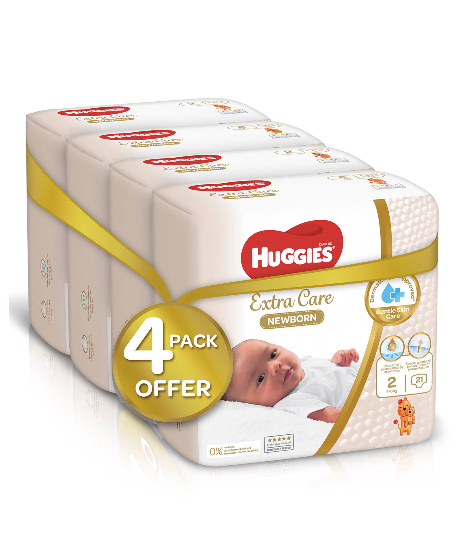 Huggies New Born Mega Pack Diapers Pack Of 4 Size 2 - 84 Pieces Online ...